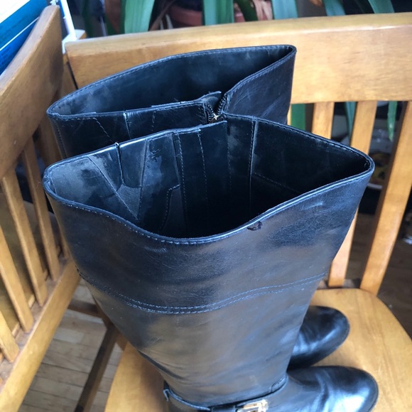 Vince Camuto Finella Black Leather Zip Knee Boots - Picture 4 of 10